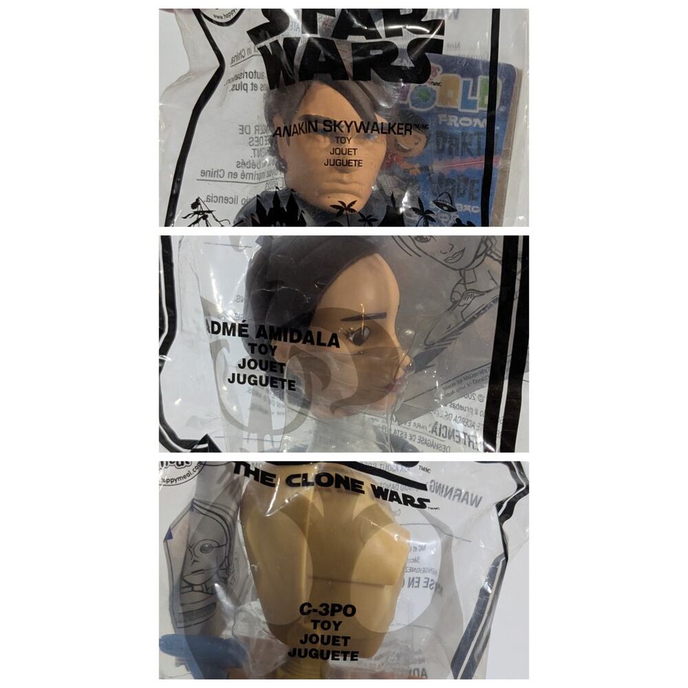 Star Wars McDonald’s Anakin Padme C3P0 Sealed Lot of 4 The Clone Wars 2008 2010